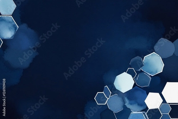 Obraz Abstract Hexagon Pattern with Dark Blue Watercolor Background