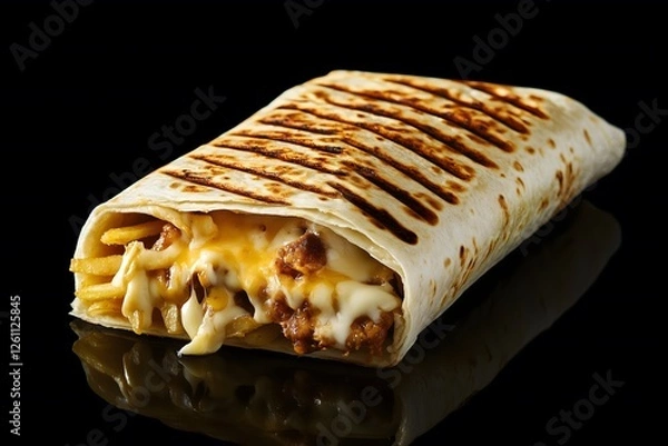Obraz A french taco isolated on a black background