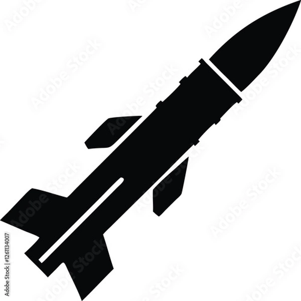 Fototapeta missile silhouette vector illustration. Military Missile silhouette vector on white background (1).eps