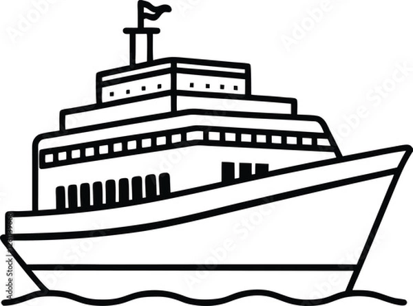 Obraz ferry line arts with vector illustration. Ferry ship icons set cartoon vector
