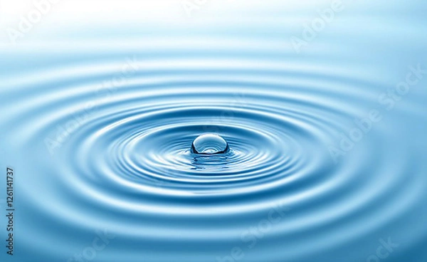 Fototapeta A water droplet captured in mid-air just before making contact with the surface, creating ripples.