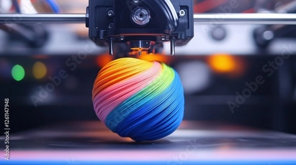 Obraz Modern 3D Printing Technology, crafting technique, closeup manufacturing