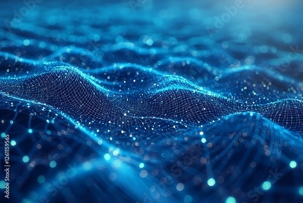 Obraz Blue technology background with abstract digital tech circles, offering space for copy and digital connectivity