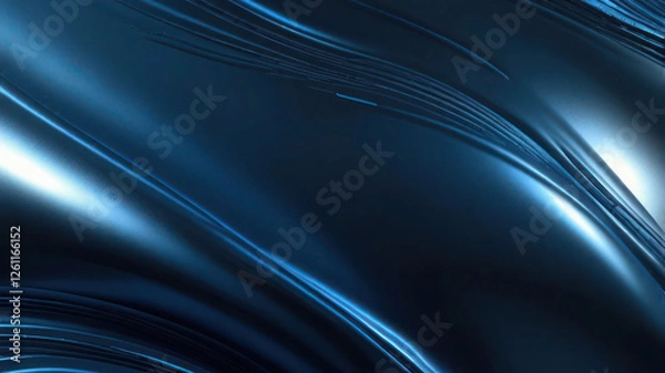 Fototapeta Abstract Blue Chrome Metal Background With Elegant Waves Design