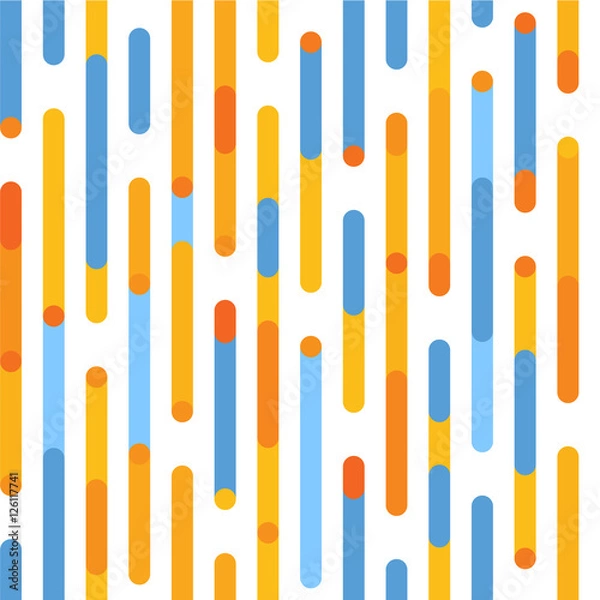 Obraz Orange and blue pattern. Vector seamless festive pattern with irregular lines and rounded corners. Parallel vertical lines pattern. Pattern background. Abstract pattern. Holidays geometric pattern