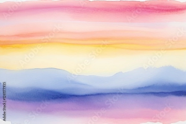 Obraz Serene Watercolor Landscape with Soft Pastel Colors and Gradients