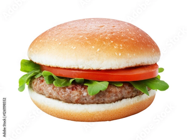 Fototapeta Indoor culinary delicious hamburger creation isolated on transparent background