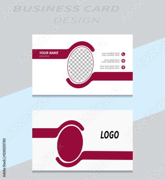 Fototapeta Modern and clean business card and abstract simple creative professional business card template design ,corporate visiting card, name card, card design template in organic shape double side design