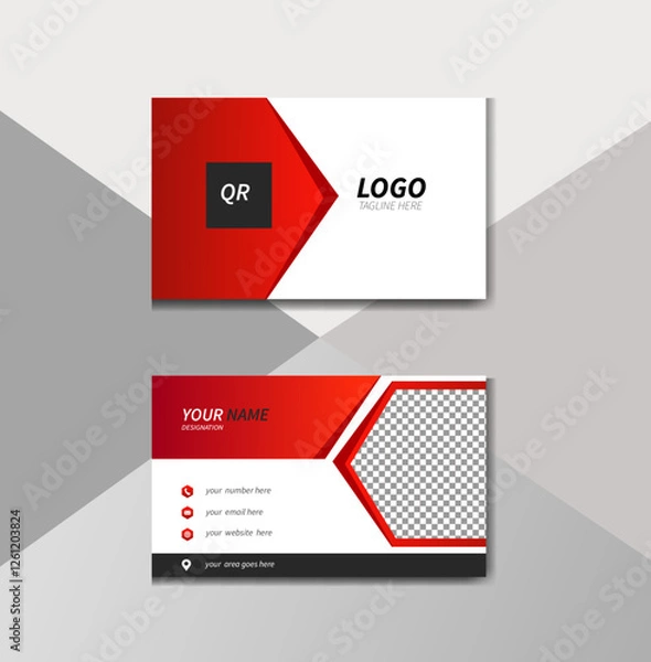 Fototapeta Modern and clean business card,  professional business card ,corporate visiting card, name card, card design template in geometric double side design