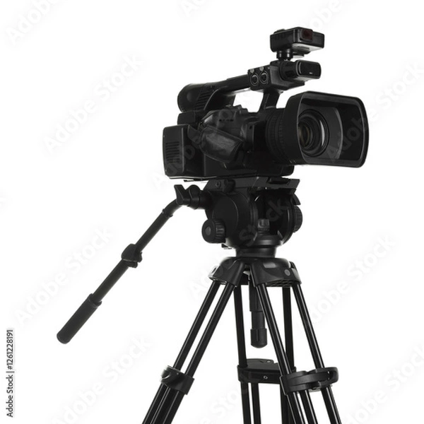 Fototapeta Modern professional video camera isolated on white
