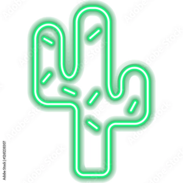 Fototapeta Plant Cactus Neon Icon. Illustration of Glowing Led Lamp Bright Object.