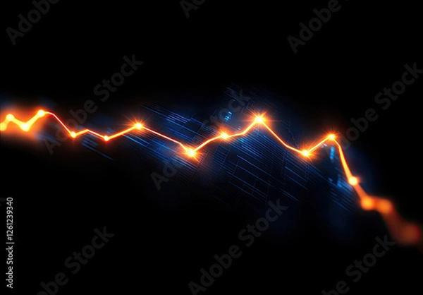 Fototapeta Falling Stock Market Graph, Digital Finance, Background Data, Investment Risk