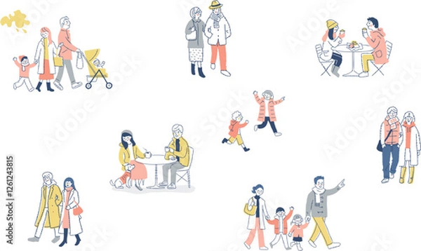 Obraz 様々な人々の冬のファッション