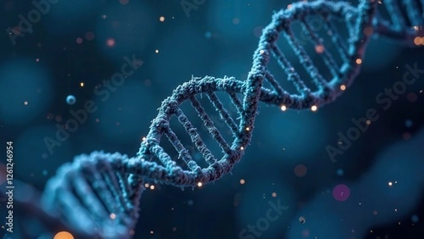 Obraz Artificial intelligence DNA molecule concept. DNA is converted into a binary code. Concept binary code genome. Abstract technology DNA molecule with modified genes.