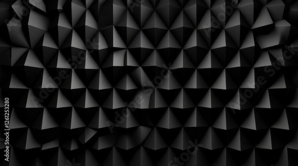 Fototapeta Abstract Black Pyramid Cube Texture - Geometric black pyramid cube pattern, 3D texture, abstract background, modern design, soundproof material concept