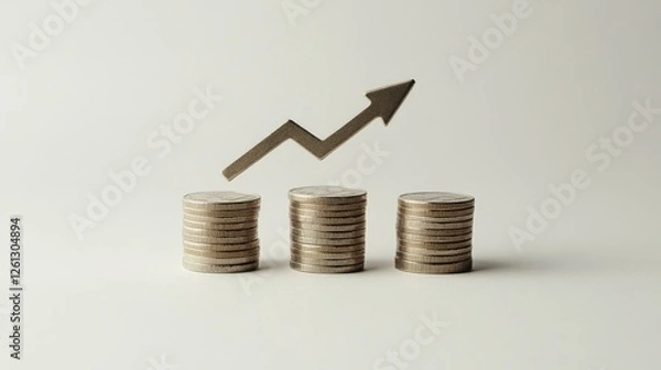 Fototapeta Investing in growth three stacks of coins business office photo professional environment close-up wealth management