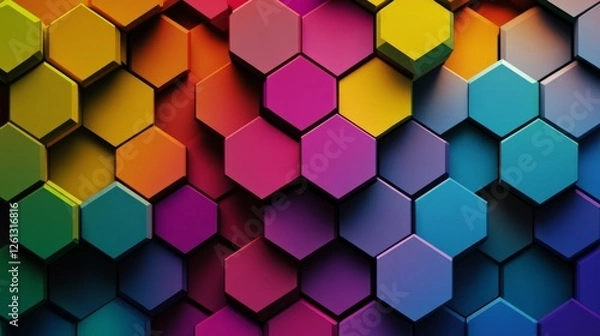 Fototapeta Creating vibrant multicolored hexagon patterns digital art studio graphic design project creative environment artistic viewpoint colorful patterns
