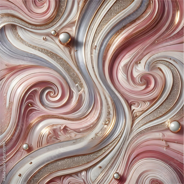 Obraz Pearlescent pink, silver and gold, marble background.