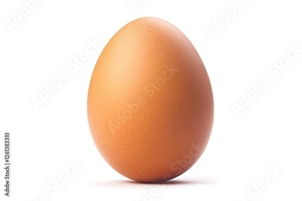 Fototapeta A single brown egg with a smooth shell, isolated on a white background.