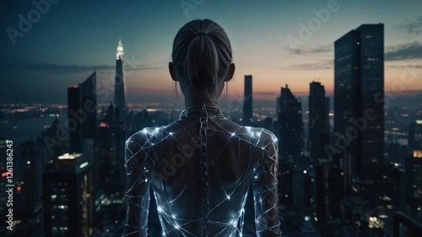 Obraz Neon Eden: AI-Crafted Jungle Pyramids with Bioluminescent Vines Under a Cyber Moon