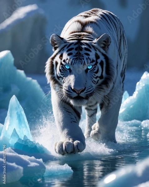 Fototapeta Neon Eden: AI-Crafted Jungle Pyramids with Bioluminescent Vines Under a Cyber Moon