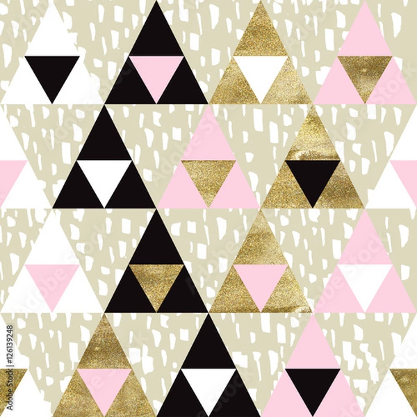 Obraz gold glitter triangles pattern