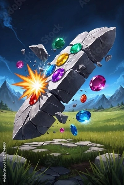 Fototapeta Neon Eden: AI-Crafted Jungle Pyramids with Bioluminescent Vines Under a Cyber Moon