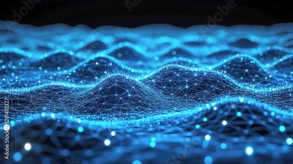 Fototapeta Abstract Network Connection: Digital Data Flow and Cyber Space Visualization
