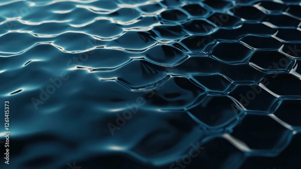 Obraz serene water surface with hexagonal grid pattern, reflecting light beautifully. calmness of water creates tranquil atmosphere, perfect for relaxation