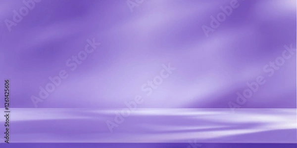 Obraz Empty table on pastel violet smooth wall. Background with leaf shadows, foliage on the wall. Mock up for presentation, branding products, cosmetics food or jewellery
