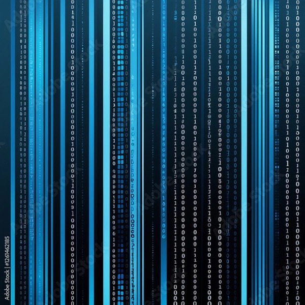 Obraz Abstract illustration of matrix with binary code on blue background