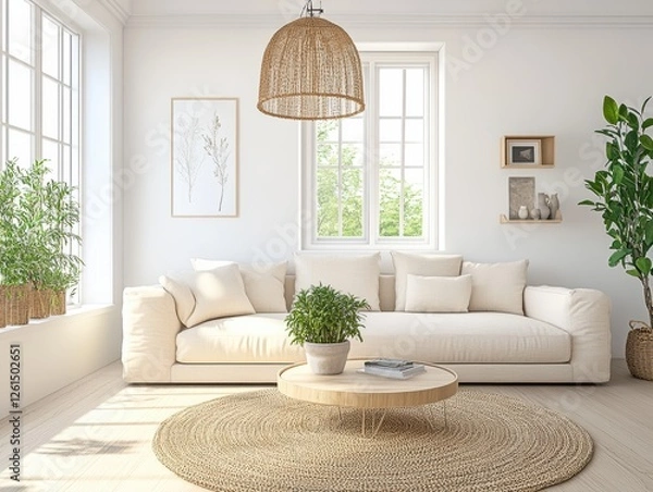 Fototapeta Modern Beige Living Room Interior Design