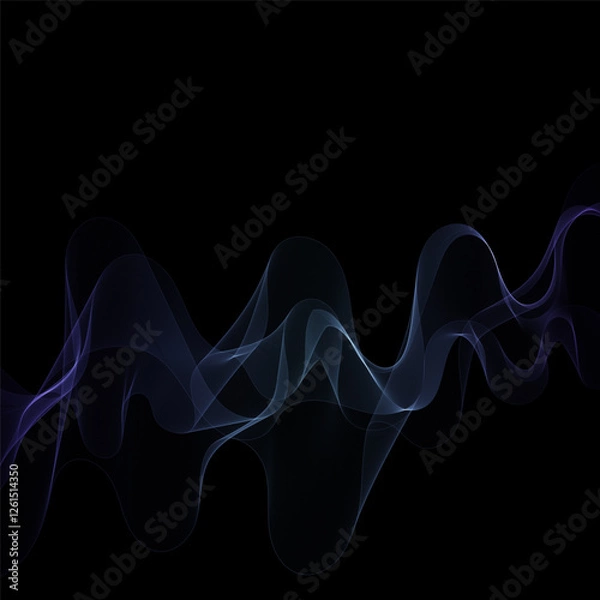 Fototapeta Blue wave on a black background. Abstract vector pattern. Eps 10