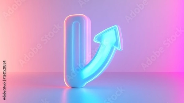 Fototapeta Neon Arrow Growth Concept: Upward Trending,  Innovation and Progress Visualized