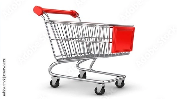 Fototapeta Empty Shopping Cart on White Background