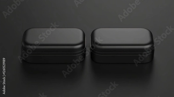 Fototapeta Two Matte Black Rectangular Boxes on Dark Surface