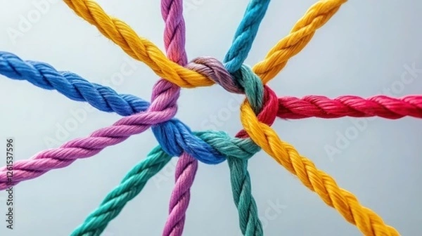 Fototapeta Colorful Ropes Intertwined: A Symbol of Unity and Teamwork