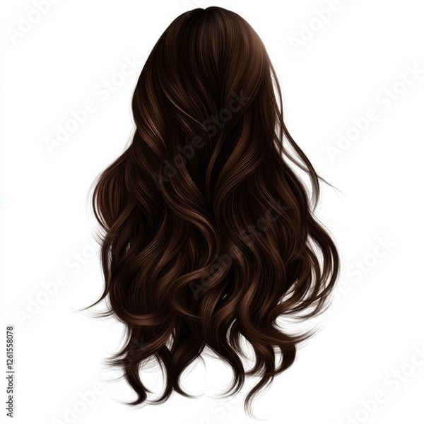 Obraz Elegant Long Wavy Brown Hair in Cascading Flow