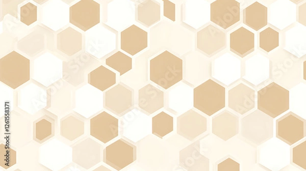 Fototapeta Abstract Honeycomb Pattern Background in Neutral Tones with Subtle Shadow and Light Effects