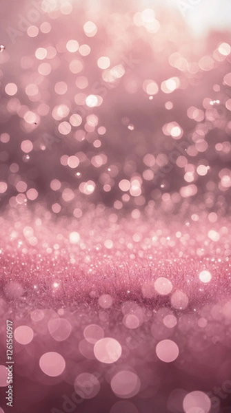 Fototapeta Soft Pink Bokeh Light Sparkling on Sand with Glitters in a Beautiful Abstract Landscape for Creative Photography Wallpaper Background Inspiration
