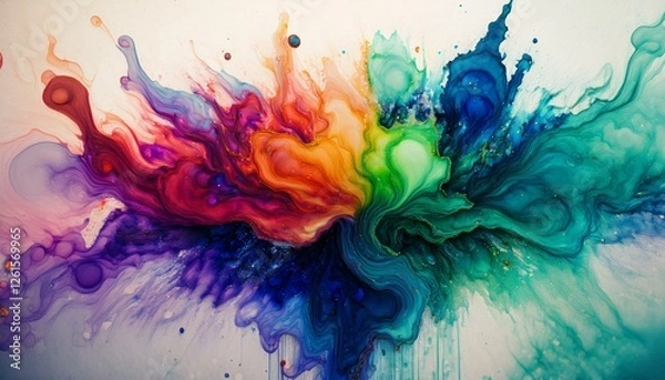 Fototapeta Ink bursts create a unique artistic expression.  