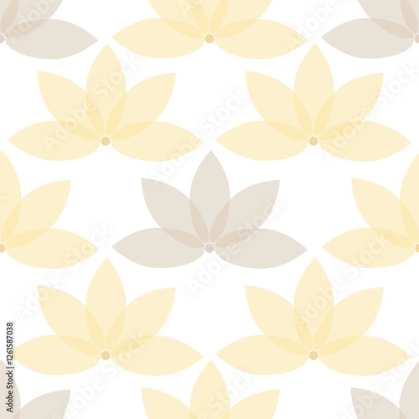 Fototapeta seamless repeat pattern with beautiful pastel yellow and light brown floral motif on white background perfect for fabric, scrap booking, wallpaper, gift wrap projects