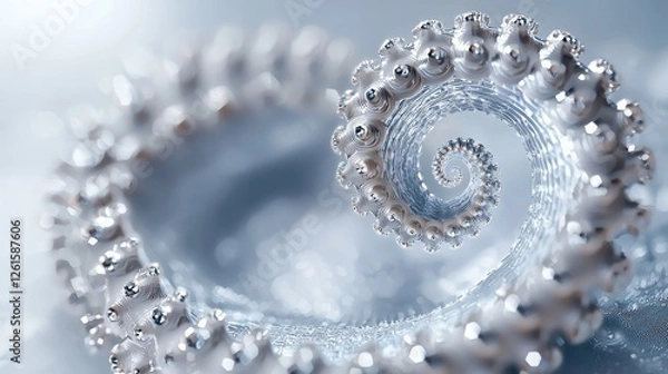 Fototapeta Intricate spiral design of metallic beads on a soft background, showcasing elegance and detail