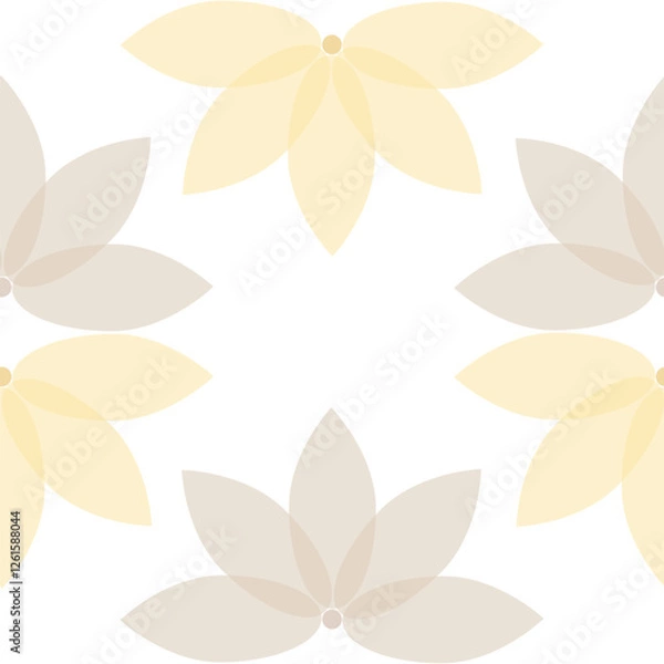 Fototapeta seamless repeat pattern with beautiful pastel yellow and light brown floral motif on white background perfect for fabric, scrap booking, wallpaper, gift wrap projects