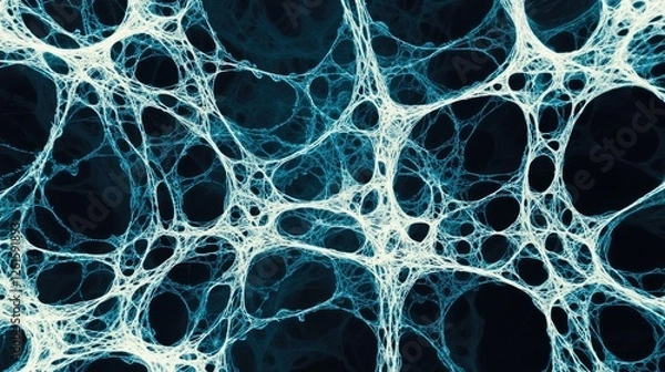 Fototapeta Abstract representation of interconnected fibers on a dark background, illustrating structure and complexity
