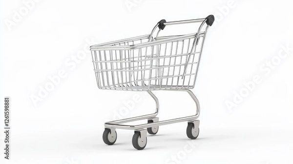 Obraz 3D render of a simple shopping cart isolated on a white background. World Consumers Rights Day.