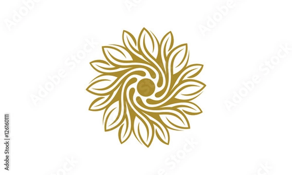 Obraz Geometric Circular Natural Green Leaf Logo Vector