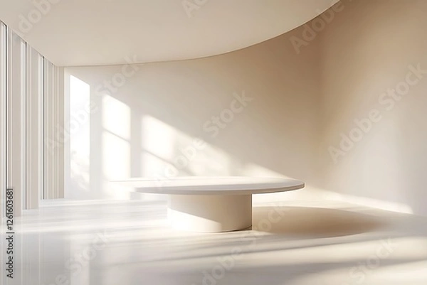 Fototapeta contemporary meeting room with round table and minimalist design