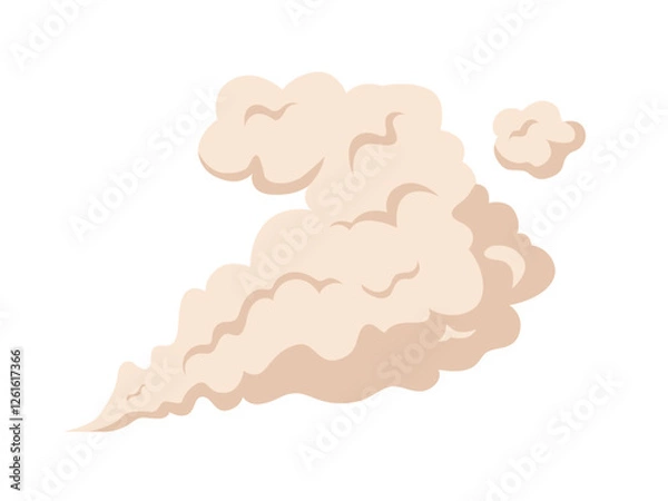 Fototapeta Smoke, cloud of dust, car exhaust stream, smog flow, animation of fast motion