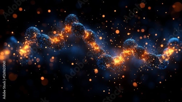 Obraz Glowing protein structure in space symbolizes scientific innovation and molecular discovery.	